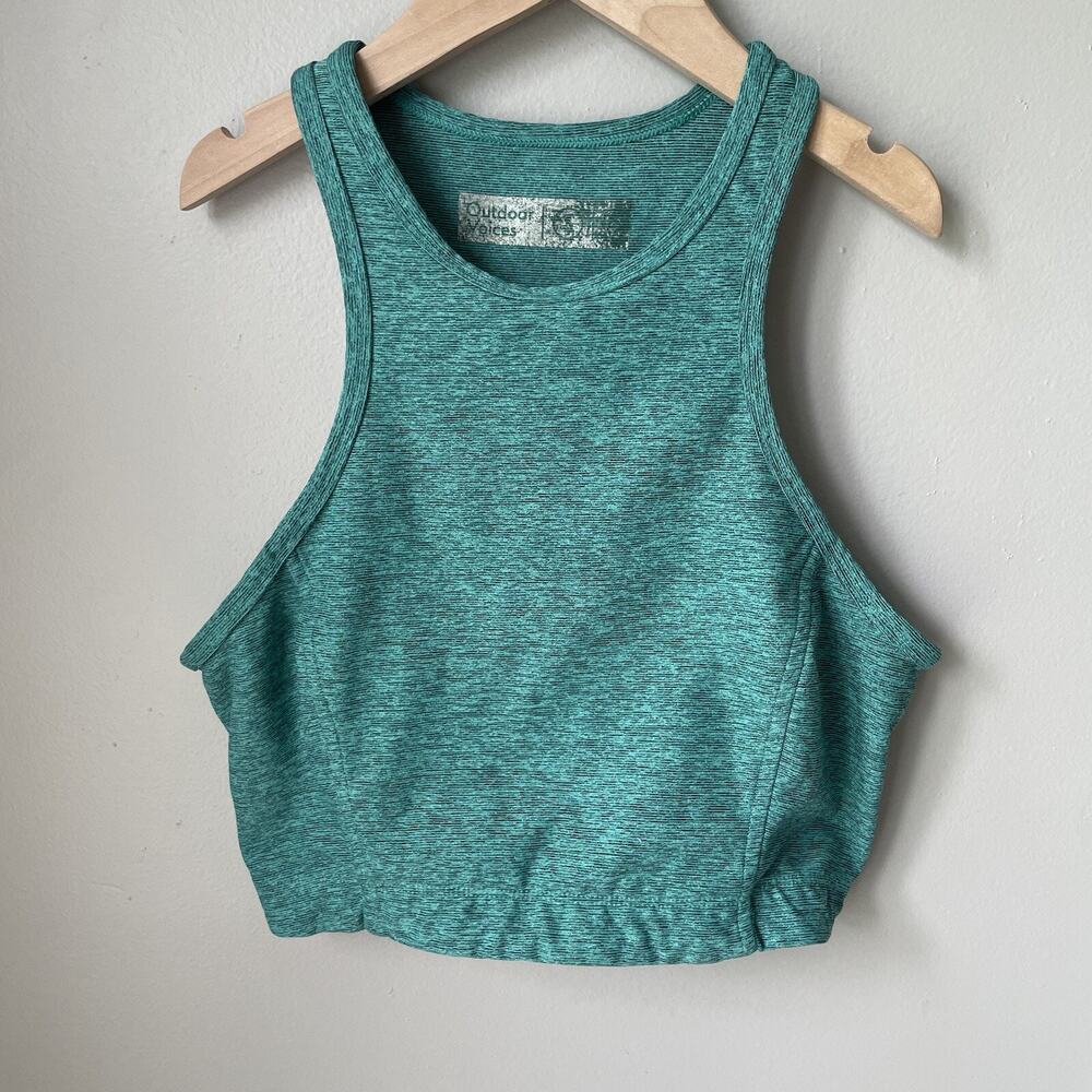 Outdoor Voices Athena Crop Athletic Tank Top Sports Bra Size S Forest Green/teal